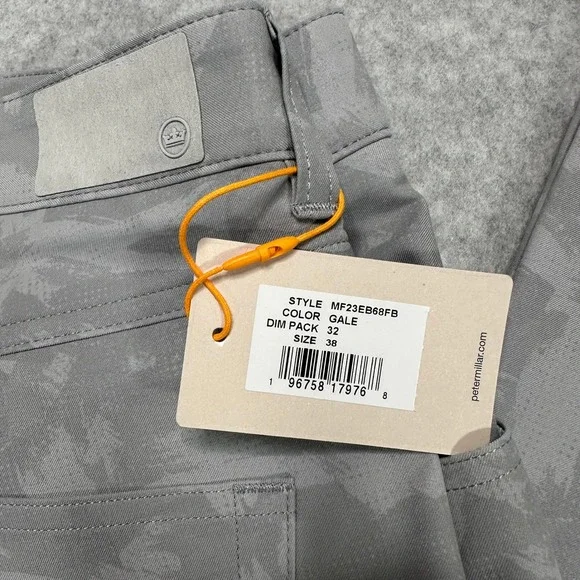 Peter Millar Crown Sport Pants Mens 38x32 Grey Camo Performance Stretch Golf NWT